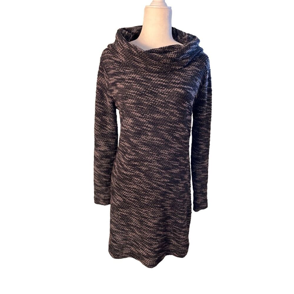 NWT LOFT black and gray long sleeve knit dress with fold over wide neck - PM